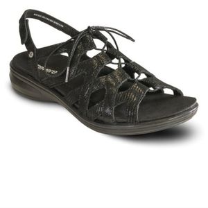 Revere Black Lizard Malibu Leather Sandal Size 6M $180